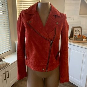 Genuine Red leather zip up Moto jacket. Size XS by BLANK NYC